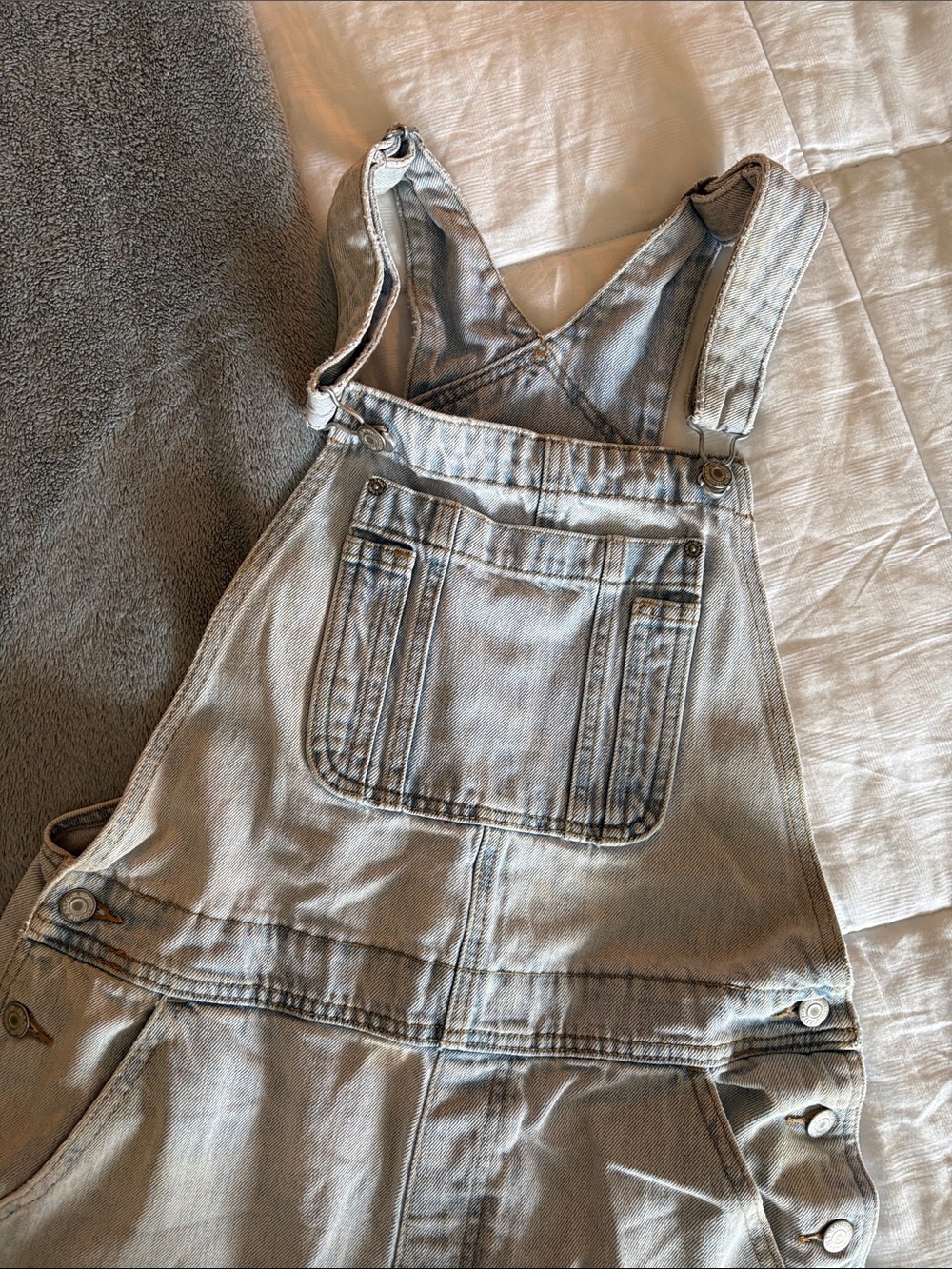 Old Navy White Washed Denim Overalls Jumpsuit